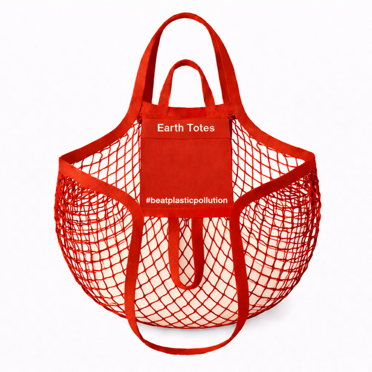 CARA Organic Cotton Pocket-Fold Mesh Tote Double-handled Terracotta