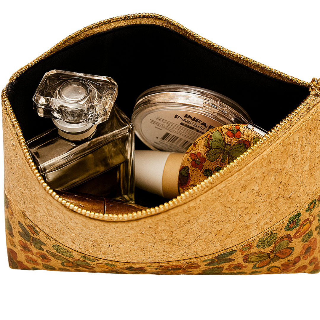 ANNIE toiletry bag unzipped showing beauty products inside
