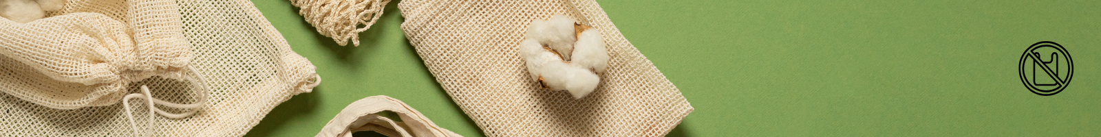 cotton bags and cotton bud with no plastic bag logo on the side