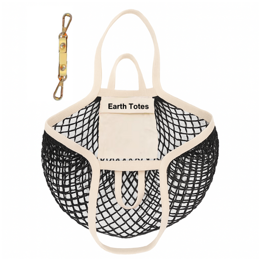 LIZZIE  BAG Organic Cotton Mesh Bag with attachable clip  Earth Totes