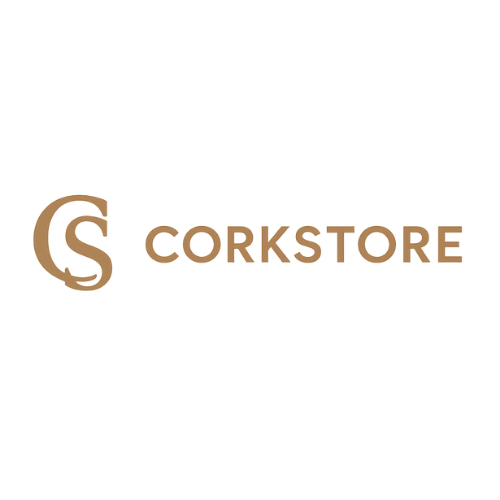 Logo of Corkstore with a stylized 'CS' on a white background
