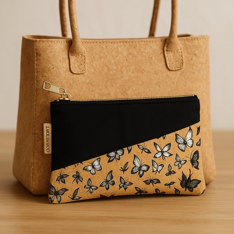 Cork Compact Purse Mirror With Cork Makeup Pouch I BETTY I Wholesale