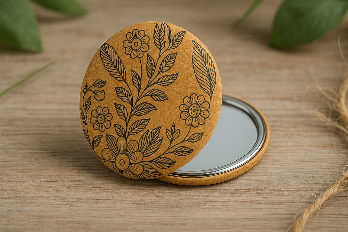 Purse Mirror Compact Size in Cork Leather I FIONA I B2B