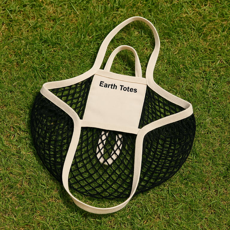 mesh net string bag with pocket and double handles
