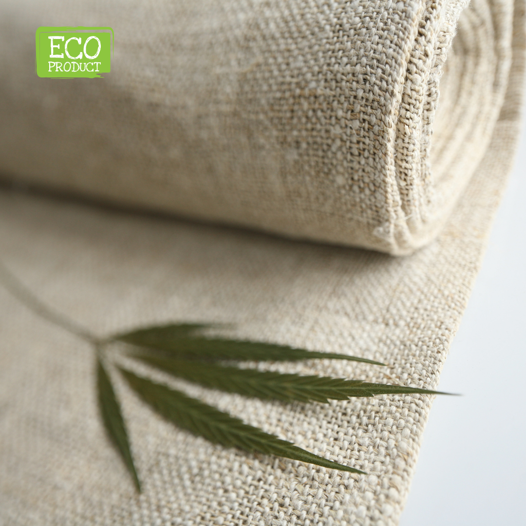 hemp fabric displaying leaf of cannabis (hemp)