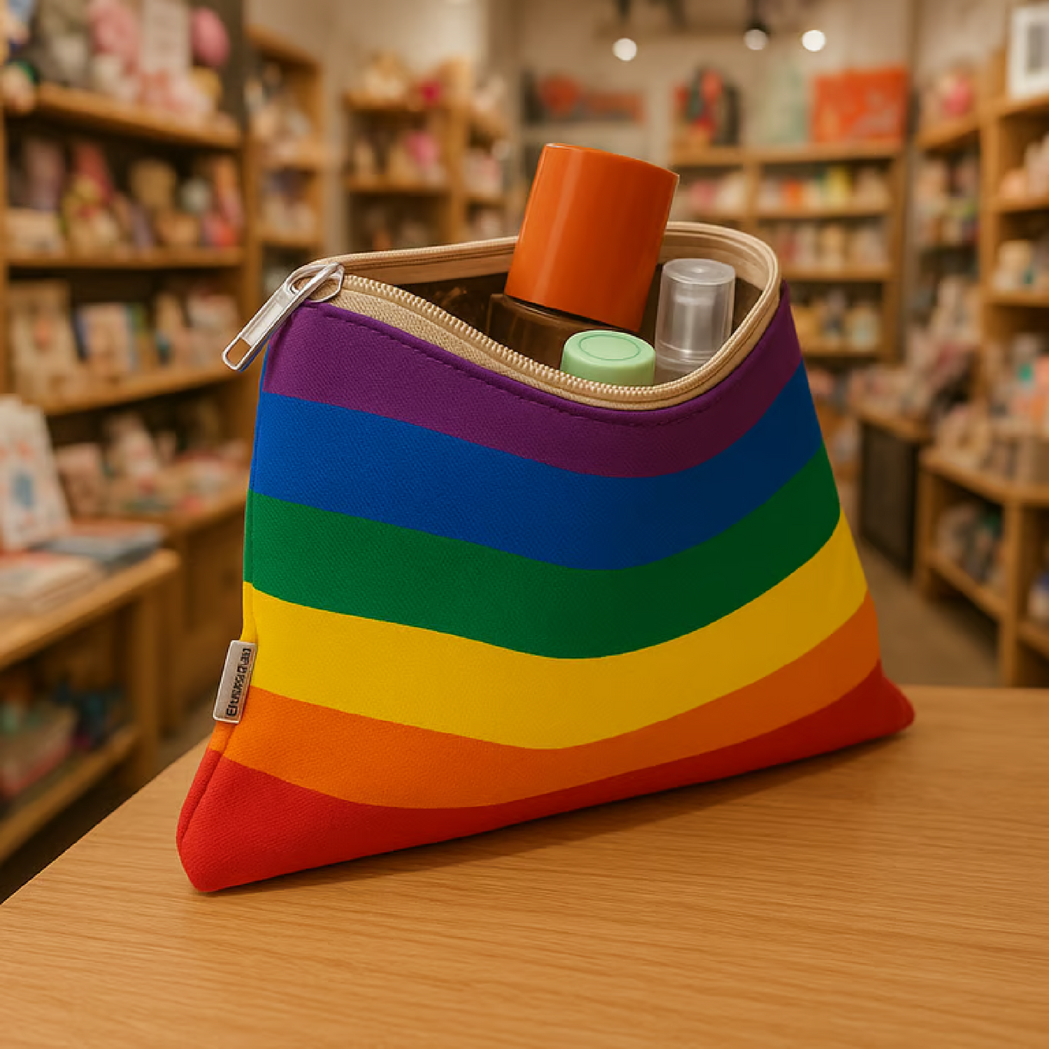 rainbow color toiletry bag by Earth Totes