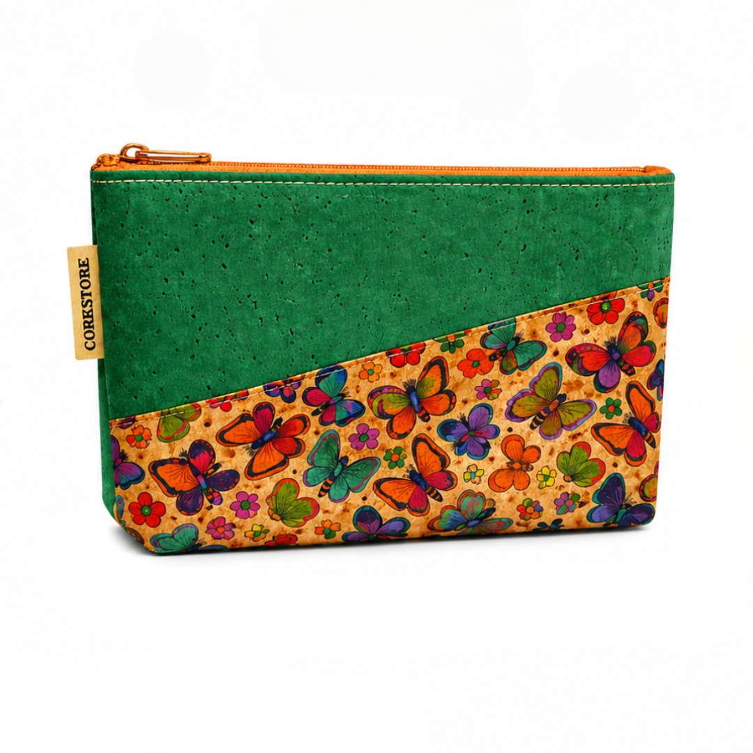 ANNIE sustainable cosmetic bag closed with zip closure — FSC cork large natural