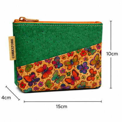 ANNIE sustainable cosmetic bag set showing small size dimensions — FSC cork natural
