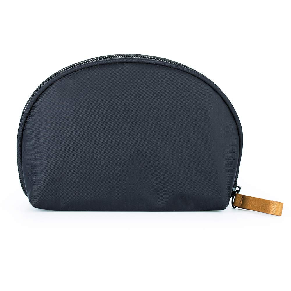 CARA sustainable cosmetic bag closed half-moon shape — eco canvas large black