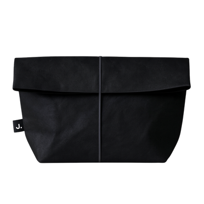Black bag with a visible brand logo on a white background