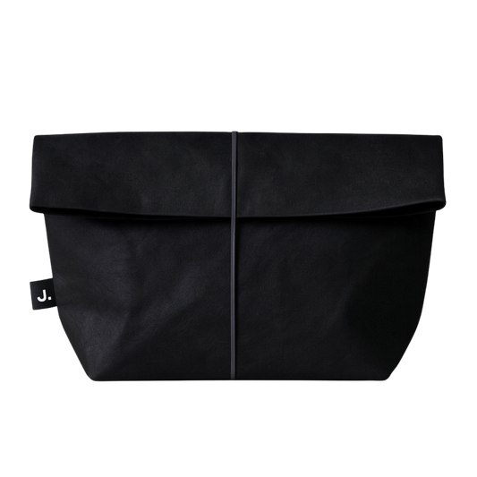 Black bag with a visible brand logo on a white background
