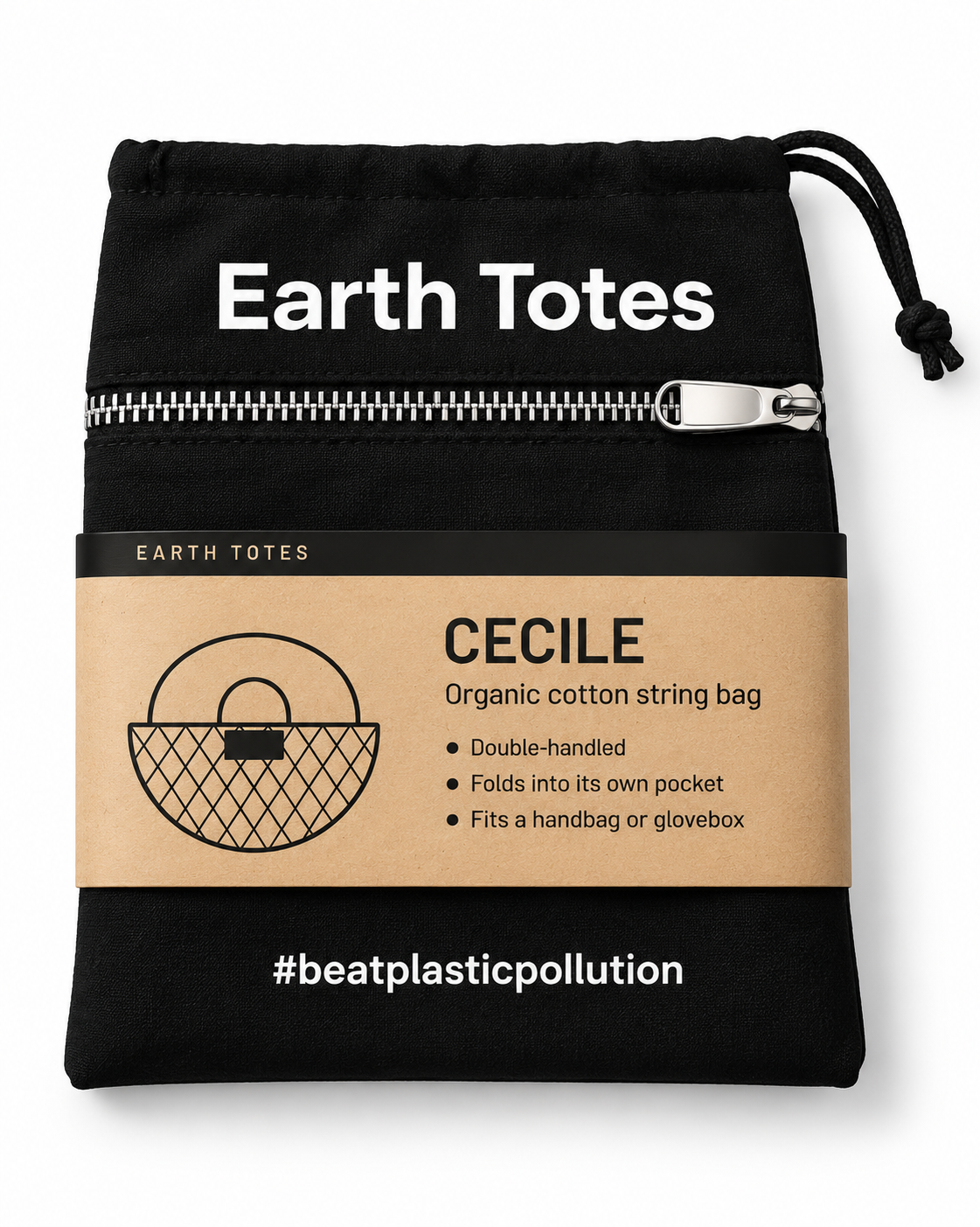 CECILE Organic Cotton String Bag | Fold-Into-Pocket Tote
