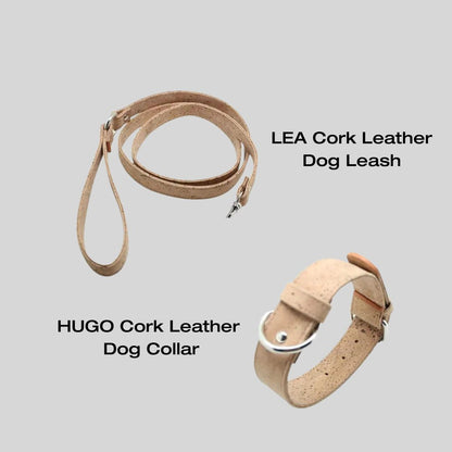 Pet Dog Leash & Collar Cork Leather DUO I HUGOM Cork Leather