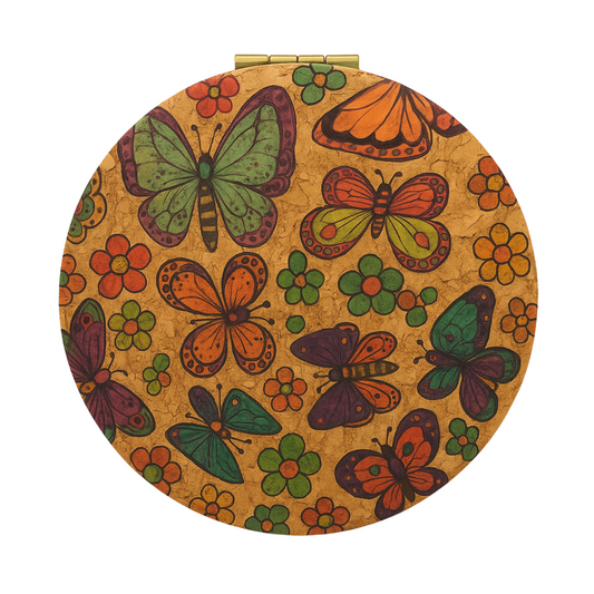 Compact cork mirror wholesale butterflies
