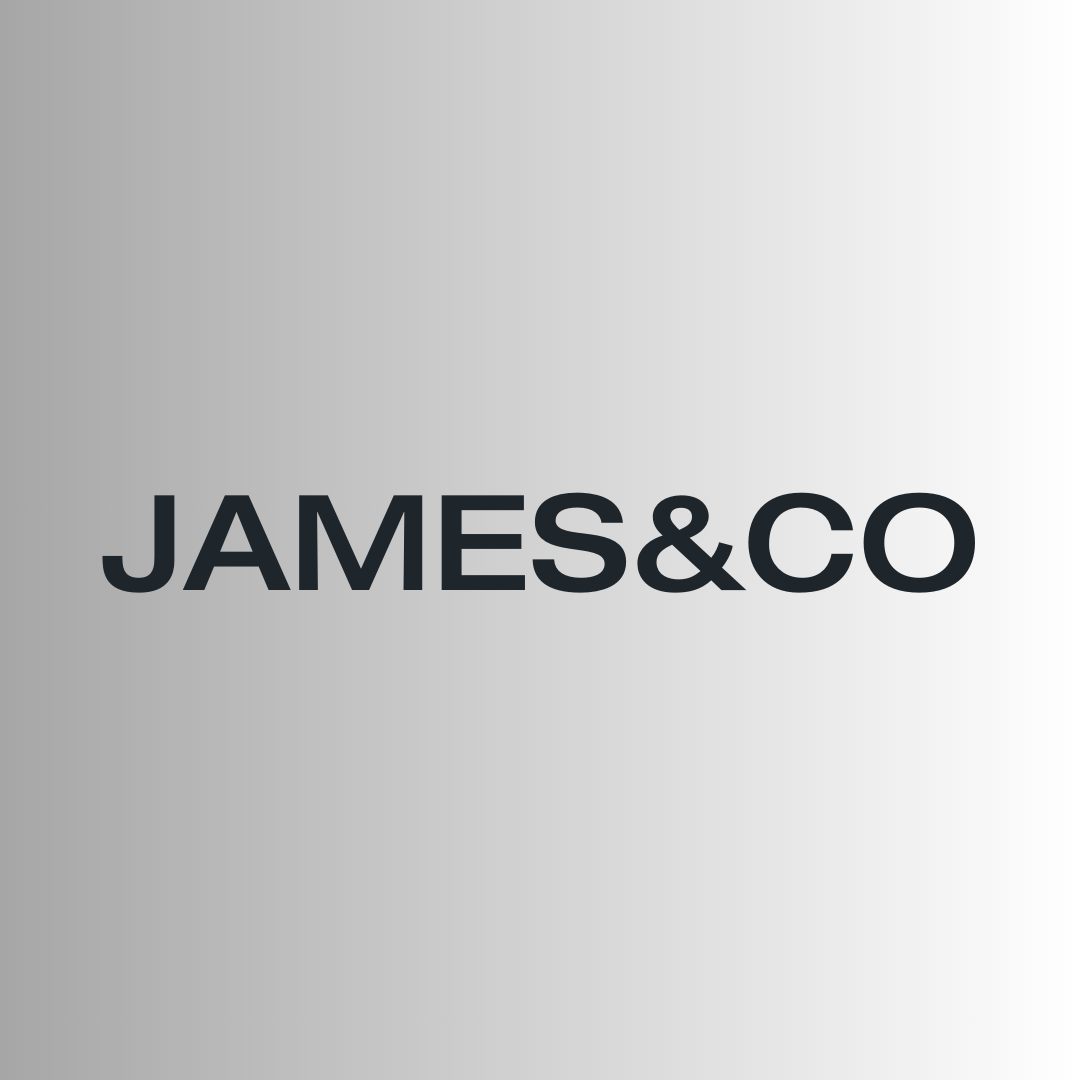 Black 'JAMES&CO' text on a light gray background