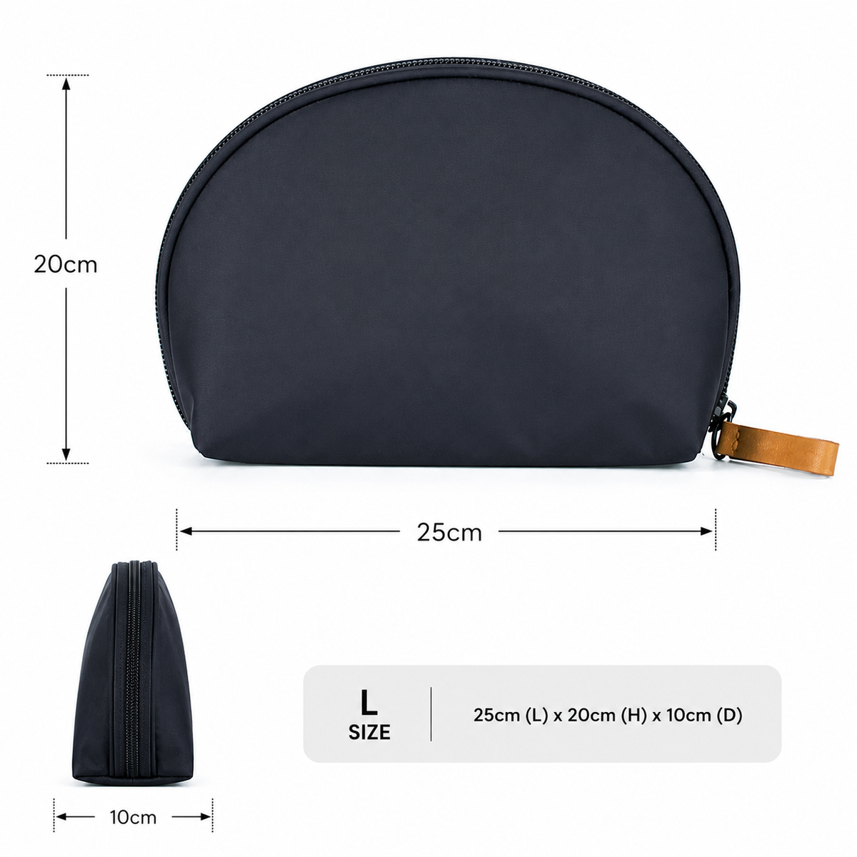 CARA sustainable cosmetic bag showing large size — eco canvas large black