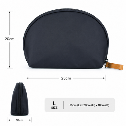 CARA sustainable cosmetic bag showing large size — eco canvas large black