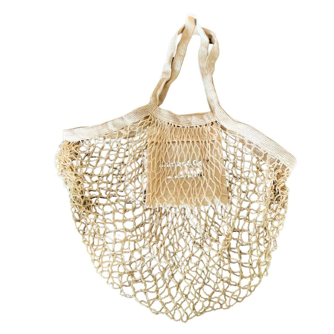 Eco-Friendly Organic Cotton Net Bag With Foldable Pocket I LIZZIE