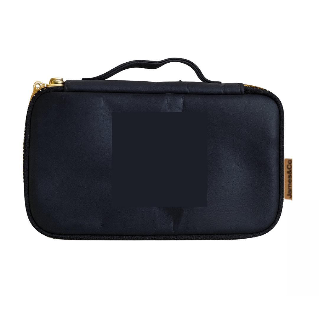 MERRY sustainable cosmetic bag closed with zip closure — washable paper black