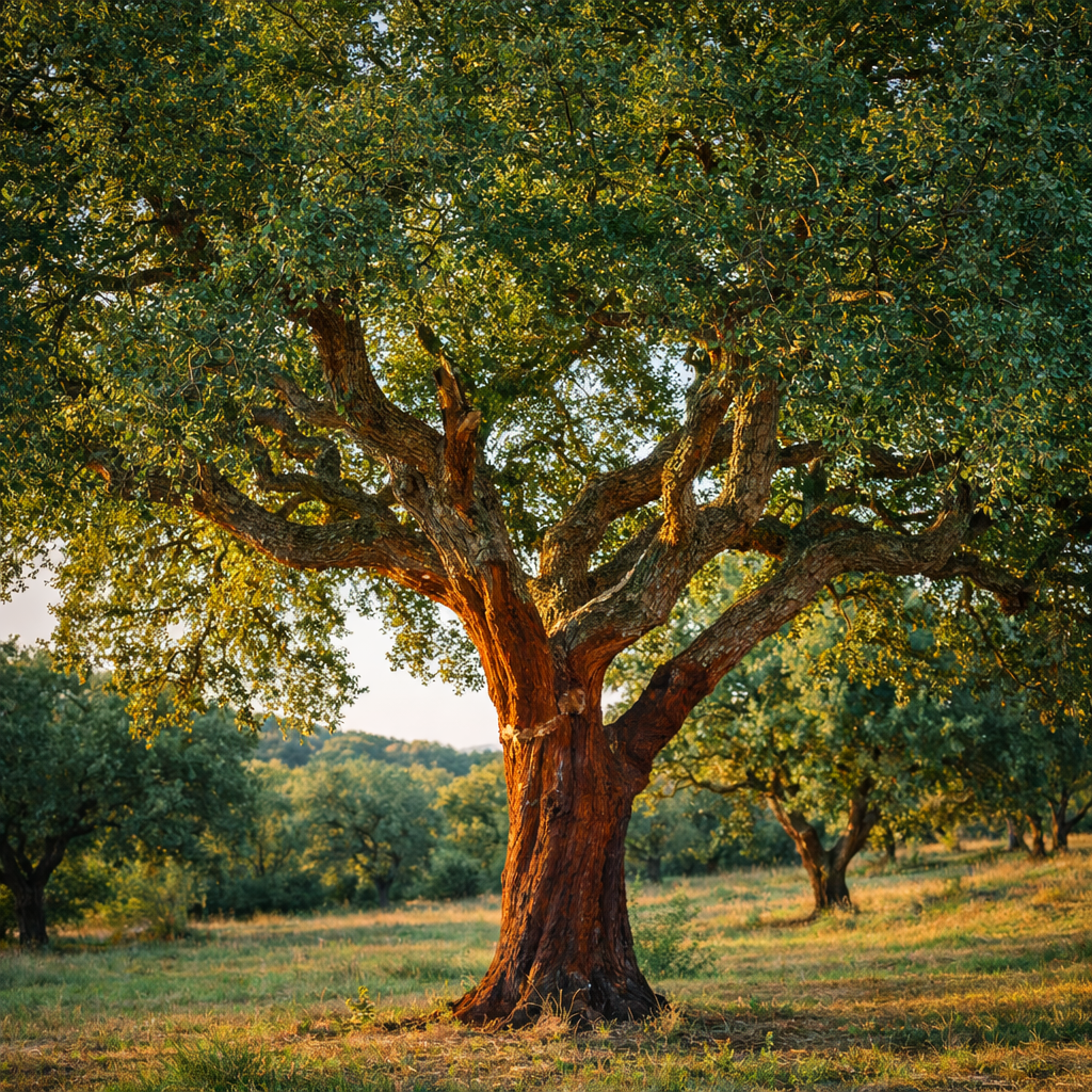 Cork oak tree in Portugal — source of FSC-certified cork used in CORKSTORE products
