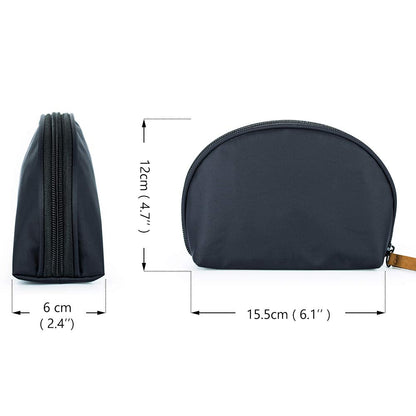 CARA sustainable cosmetic bag half-moon shape front view — eco canvas large black