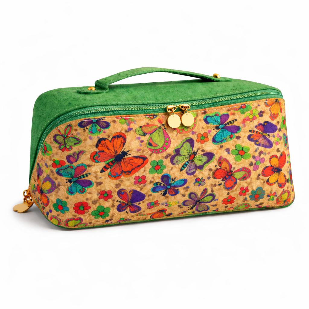 MARY sustainable toiletry bag closed with zip closure — FSC cork natural