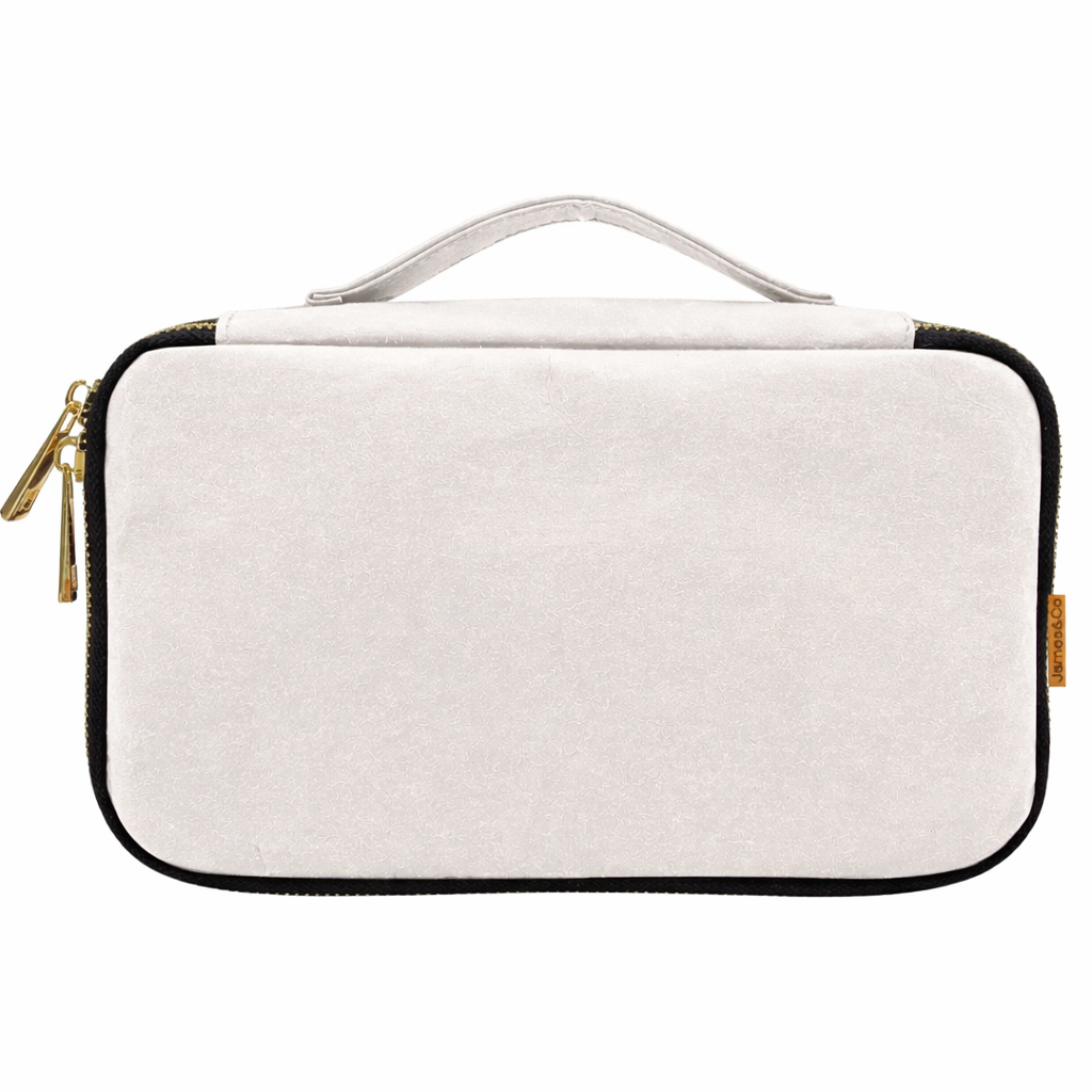 MERRY sustainable toiletry bag closed with zip closure — washable paper large off-white