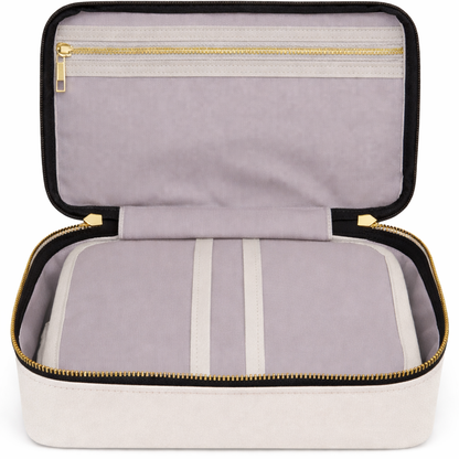 MERRY sustainable toiletry bag open showing interior — washable paper large off-white