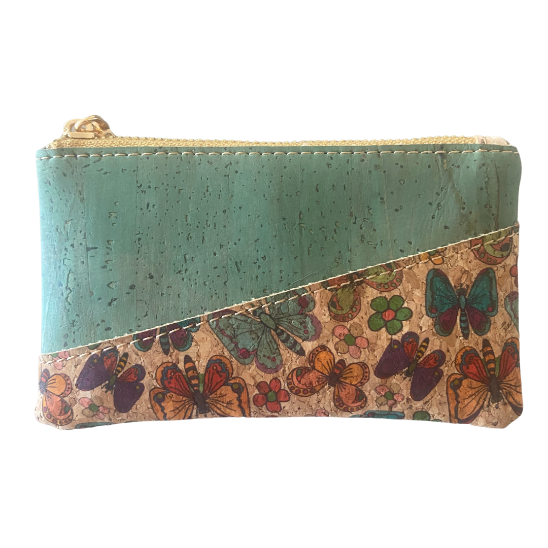 compact cosmetics purse with butterflies design