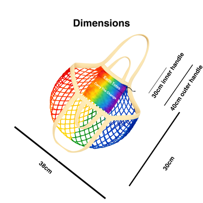 CELESTE Organic Cotton Mesh Tote Bag – Reusable Shopping Bag (Rainbow)
