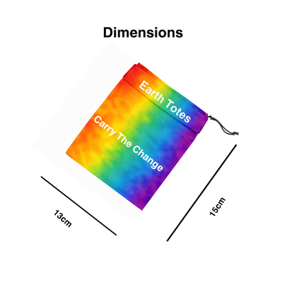 Dimensions rainbow inner pocket of rainbow mesh tote bag Earth Totes 